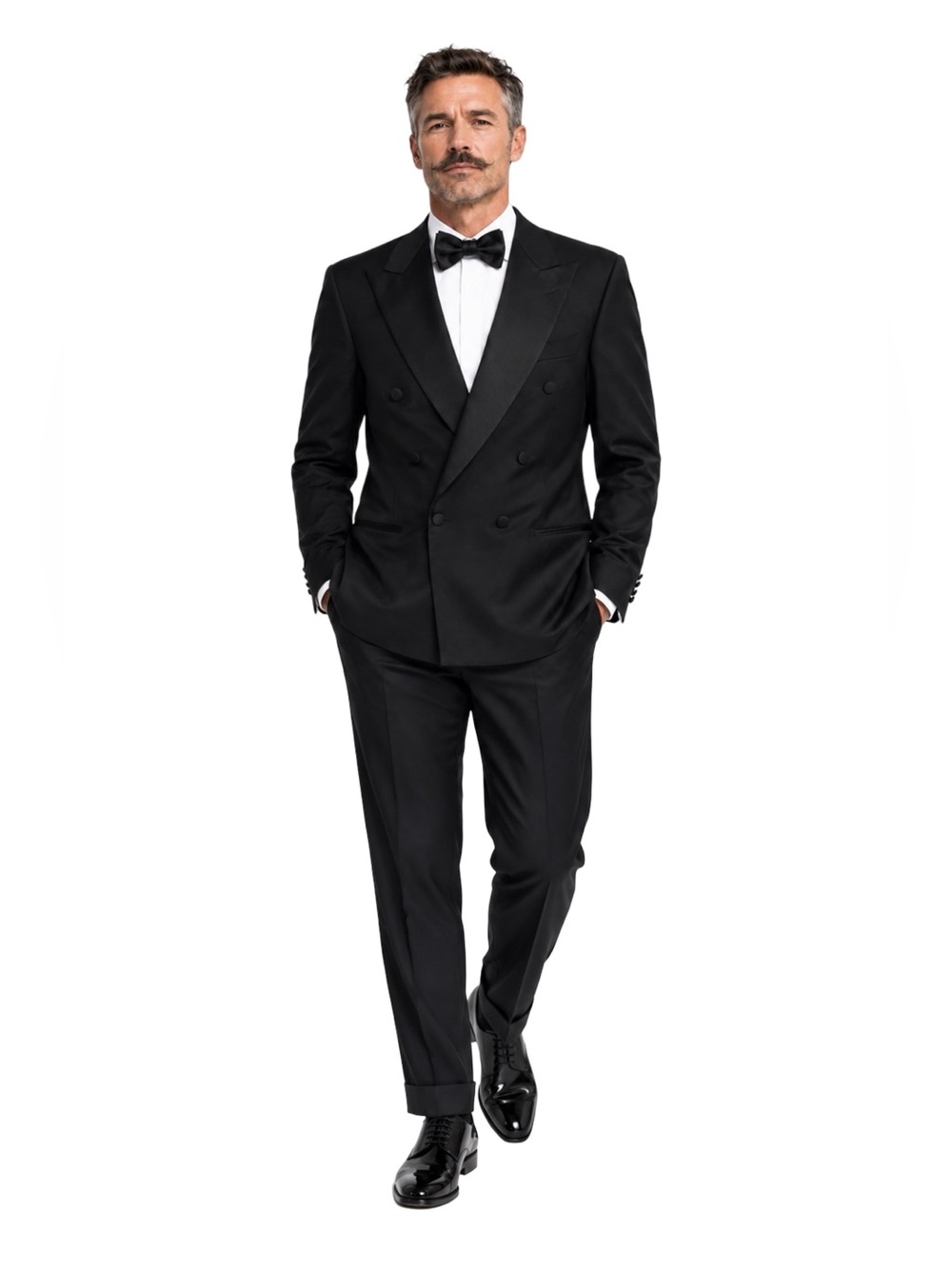 HUGO BOSS Men’s Double-Breasted Tuxedo | Black | Super 100 | 100% Wool | 40R